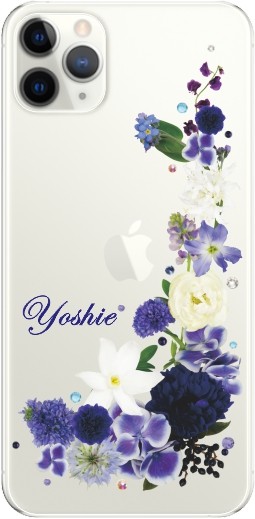 iPhone11 Pro ケース アイフォン11プロ カバー ラインストーン かわいい フラワー 花柄 らふら 名入れ 押し花風 クレシェンドフラワー｜laugh-life｜16