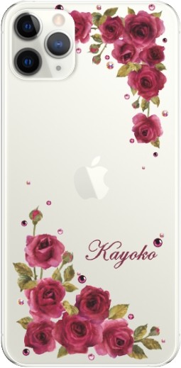 iPhone11 Pro ケース アイフォン11プロ カバー ラインストーン かわいい フラワー 花柄 らふら 名入れ 押し花風 ウィンドーフラワー | iPhone 11 Pro | 08