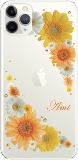 iPhone11 Pro ケース アイフォン11プロ カバー ラインストーン かわいい フラワー 花柄 らふら 名入れ 押し花風 ウィンドーフラワー | iPhone 11 Pro | 09