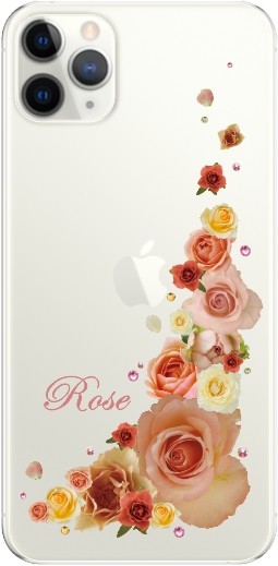 iPhone11 Pro ケース アイフォン11プロ カバー ラインストーン かわいい フラワー 花柄 らふら 名入れ 押し花風 クレシェンドフラワー｜laugh-life｜17