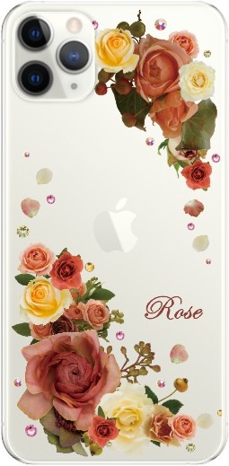 iPhone11 Pro ケース アイフォン11プロ カバー ラインストーン かわいい フラワー 花柄 らふら 名入れ 押し花風 ウィンドーフラワー | iPhone 11 Pro | 10