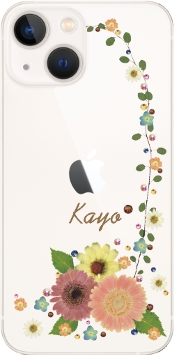 iPhone AQUOS Xperia arrows Galaxy Androidone Oppo スマホケース ラインストーン かわいい らふら フラワー 花柄 押し花風 クレシェンドフラワー｜laugh-life｜02
