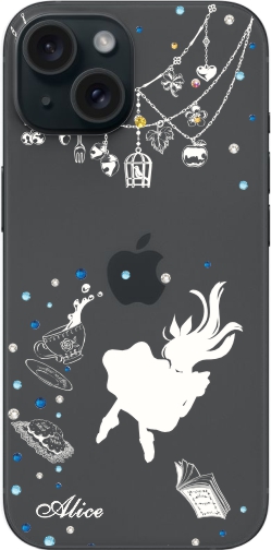 らふら 名入れ スマホケース iPhone 15 アイフォン15 ラインストーン モノトーンプリント｜laugh-life｜03
