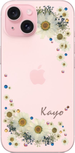iPhone らふら 名入れ スマホケース アイフォン ラインストーン 押し花