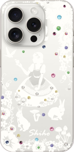 らふら 名入れ スマホケース iPhone 15 Pro アイフォン15プロ ラインストーン モノトーンプリント｜laugh-life｜07