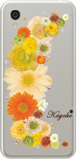 Android One S5 ケース アンドロイドワンS5 カバー ラインストーン かわいい フラワー 花柄 らふら 名入れ 押し花風 クレシェンドフラワー｜laugh-life｜11