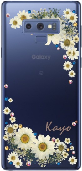Galaxy Note9 ケース SC-01L SCV40 ギャラクシーノート9 カバー ラインストーン かわいい フラワー 花柄 らふら 名入れ 押し花風 ウィンドーフラワー｜laugh-life｜02