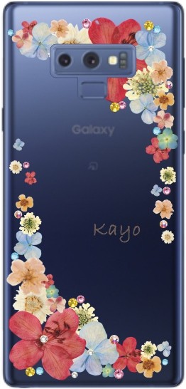 Galaxy Note9 ケース SC-01L SCV40 ギャラクシーノート9 カバー ラインストーン かわいい フラワー 花柄 らふら 名入れ 押し花風 ウィンドーフラワー｜laugh-life｜04
