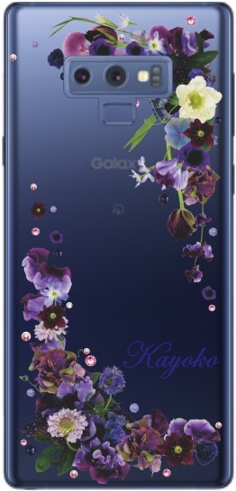 Galaxy Note9 ケース SC-01L SCV40 ギャラクシーノート9 カバー ラインストーン かわいい フラワー 花柄 らふら 名入れ 押し花風 ウィンドーフラワー｜laugh-life｜06