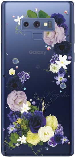 Galaxy Note9 ケース SC-01L SCV40 ギャラクシーノート9 カバー ラインストーン かわいい フラワー 花柄 らふら 名入れ 押し花風 ウィンドーフラワー｜laugh-life｜07