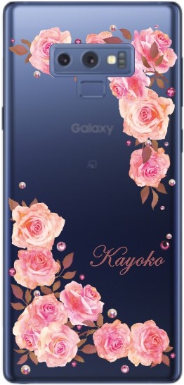 Galaxy Note9 ケース SC-01L SCV40 ギャラクシーノート9 カバー ラインストーン かわいい フラワー 花柄 らふら 名入れ 押し花風 ウィンドーフラワー｜laugh-life｜08