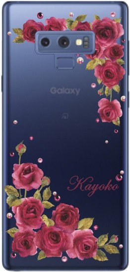 Galaxy Note9 ケース SC-01L SCV40 ギャラクシーノート9 カバー ラインストーン かわいい フラワー 花柄 らふら 名入れ 押し花風 ウィンドーフラワー｜laugh-life｜09