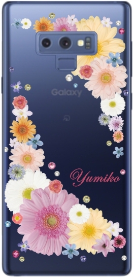 Galaxy Note9 ケース SC-01L SCV40 ギャラクシーノート9 カバー ラインストーン かわいい フラワー 花柄 らふら 名入れ 押し花風 ウィンドーフラワー｜laugh-life｜12