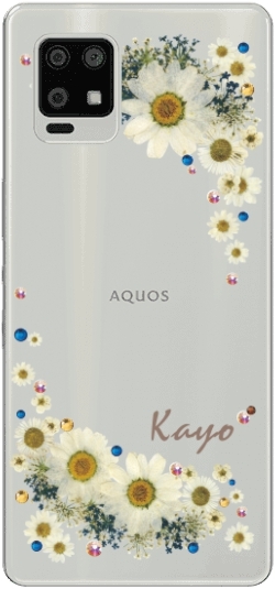 AQUOS Zero6 ケース SHG04 アクオスゼロ6 カバー ラインストーン かわいい フラワー 花柄 らふら 名入れ 押し花風 ウィンドーフラワー｜laugh-life｜02