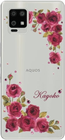 AQUOS Zero6 ケース SHG04 アクオスゼロ6 カバー ラインストーン かわいい フラワー 花柄 らふら 名入れ 押し花風 ウィンドーフラワー｜laugh-life｜09