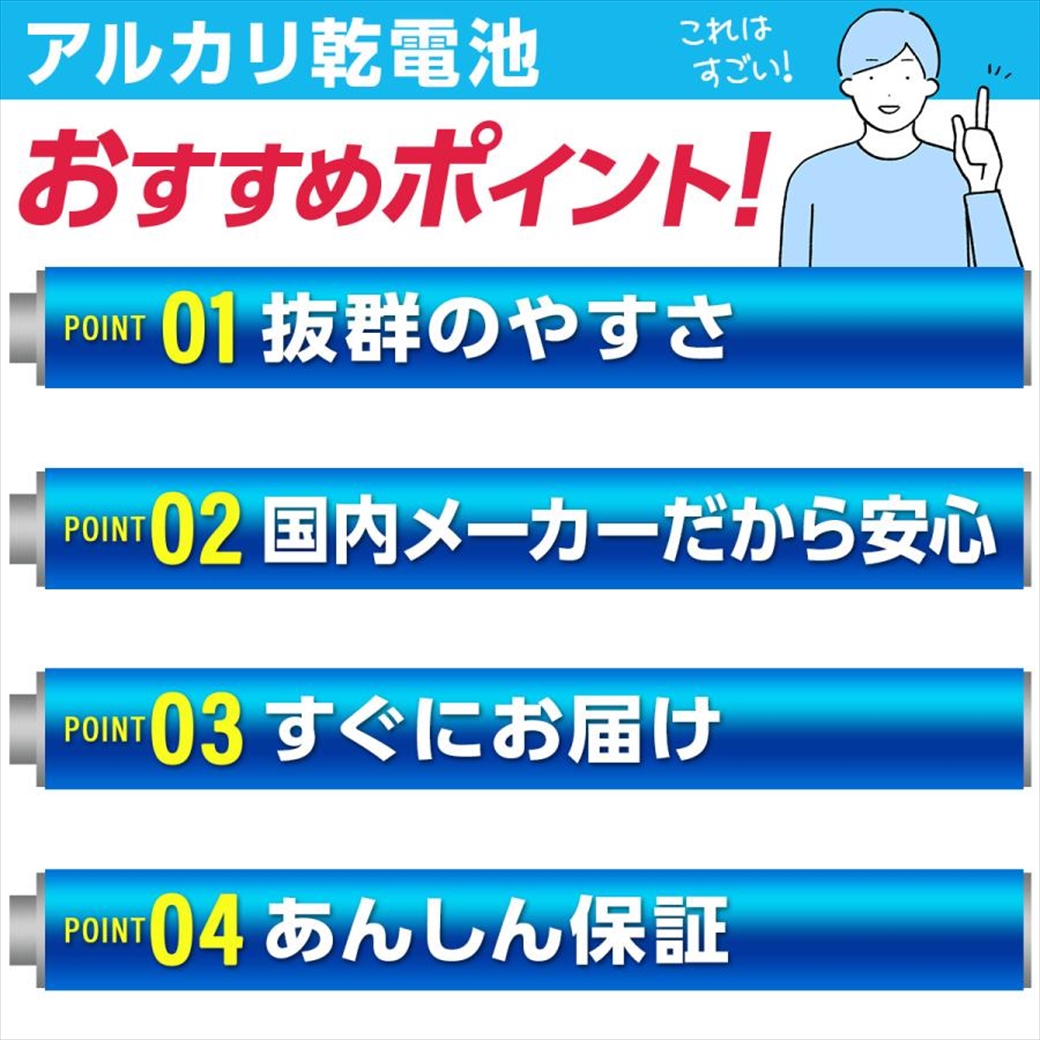 アルカリ乾電池 単3形 単4形 50本 セット 単3電池 単４電池 ゲーム 懐中電灯 パックセット