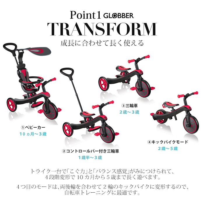 D by DADWAY GLOBBER エクスプローラートライク 4in1 キッズ