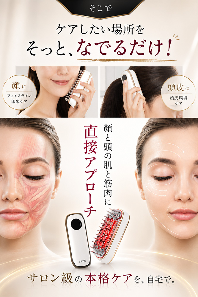 LAVIE（ラヴィ） 電気ブラシ 美顔器 EMSリフトケア 頭皮ケア LLLT RF