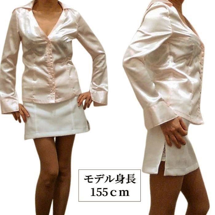Mサイズ Lサイズ 究極深Vネック ストレッチサテン オフィス