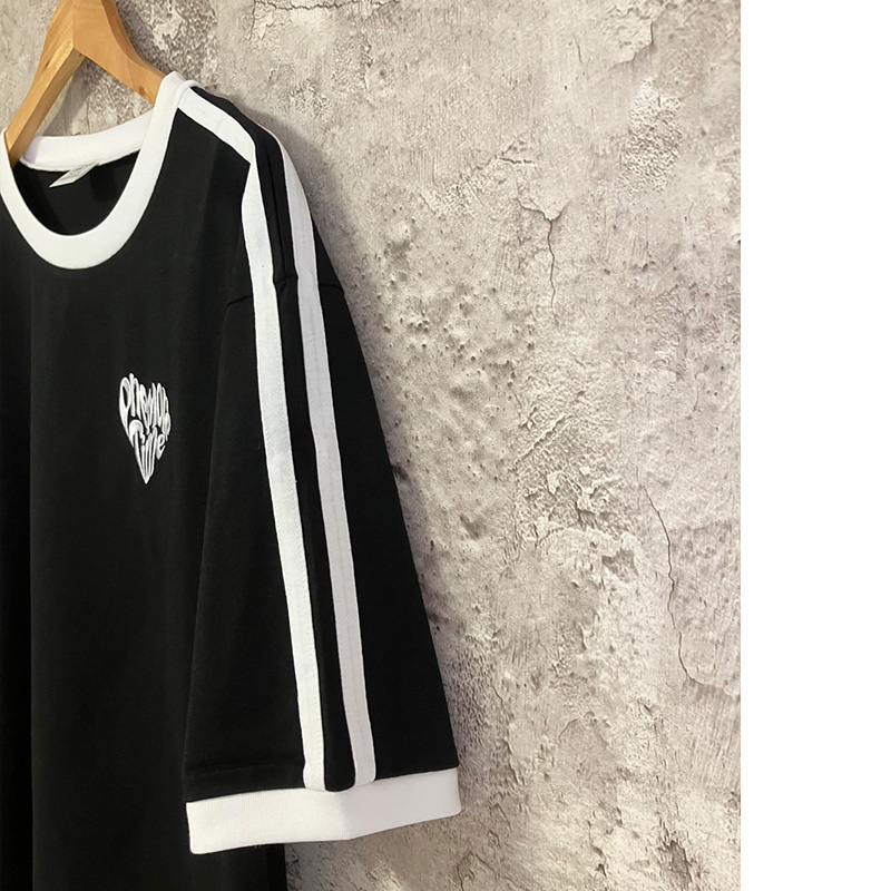 MEDM ロゴ刺繍 半袖 Tシャツ クルーネック ストリート 男女兼用 MEDM 半袖 Tシャツ ロゴ ストリート クルーネック ユニセックス
