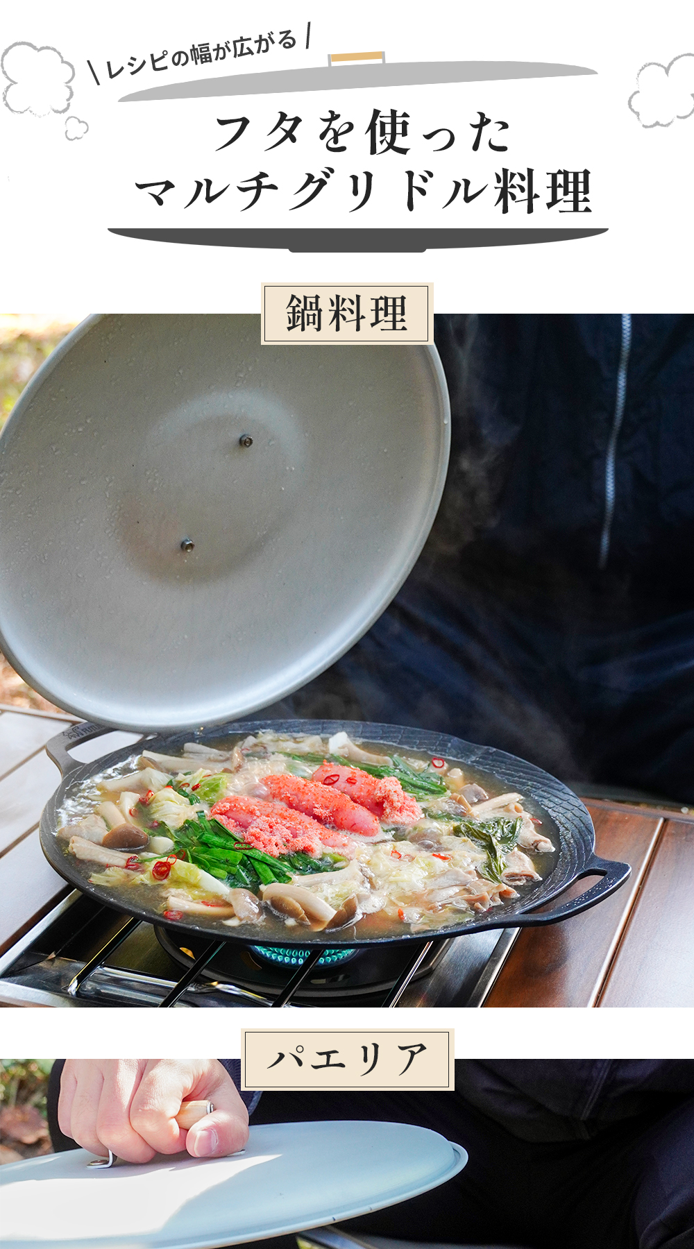 FUTURE FOX 蓋 フタ マルチグリドル 鉄板 32cm〜33cmのマルチグリドル