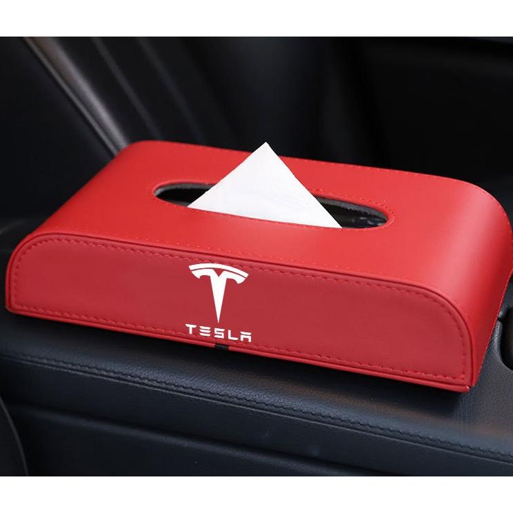 テスラ 車用ティッシュボックス PUレザー 高級ティッシュケース 磁石
