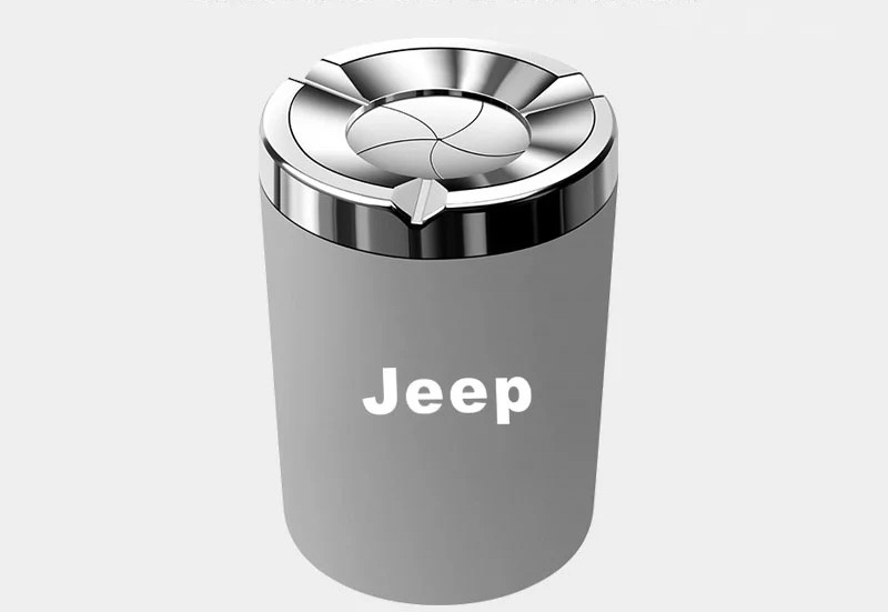 Jeep（ジープ） ☆ジープ JEEP☆グレー☆車用灰皿 タバコ灰皿 回転式蓋