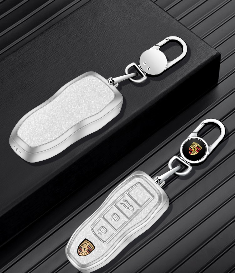 Porsche ポルシェ カスタムレザーキーケース PORSCHE（ポルシェ） ☆ポルシェ PORSCHE☆シルバー/ホワイト☆キー