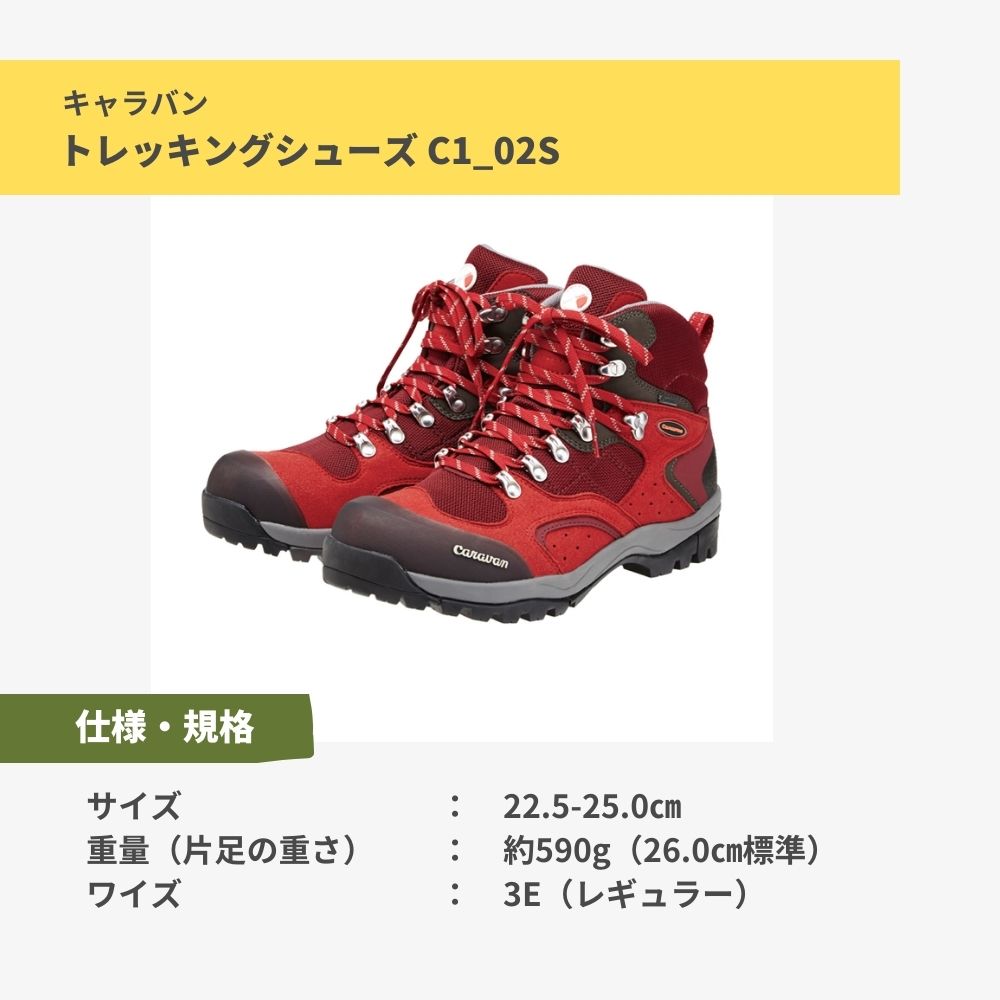 キャラバン（Caravan）（レディース）トレッキングシューズ ハイカット 登山靴 C1_02S 0010106-220 レッド ゴアテックス 防水  軽量 入門者 初心者