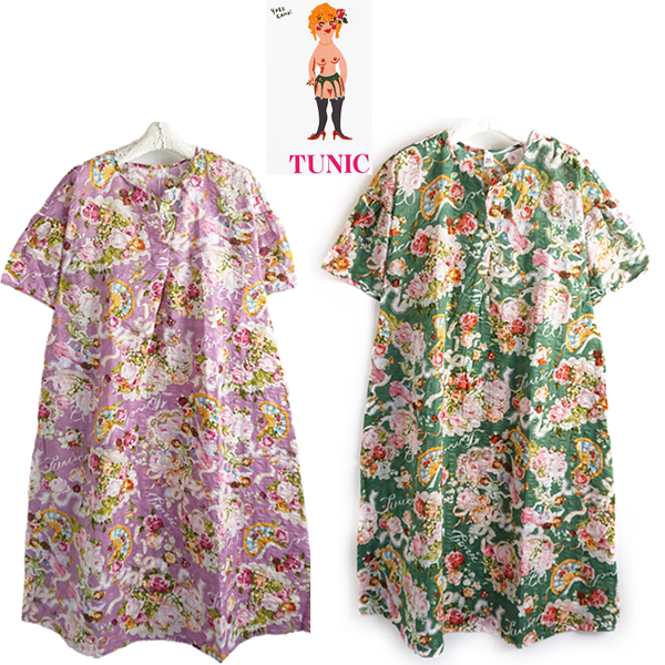 ワンピース 綿１００％ 半袖 日本製 TUNIC チュニック 綿ローン