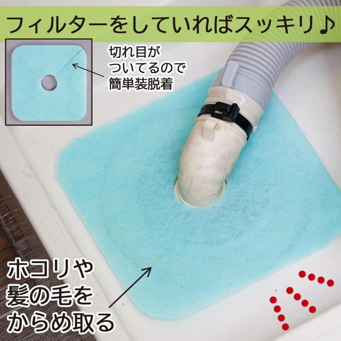 排水口カバーフィルター 3枚入 洗濯機 排水口カバー 排水溝 フィルター 使い捨て 抗菌 消臭 簡単装着 虫対策 キッチン 洗面台 カット可 ブルー 日本製