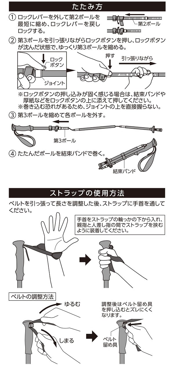 ウォーキングポール 軽量 2本組 コンパクト 高齢者 シニア