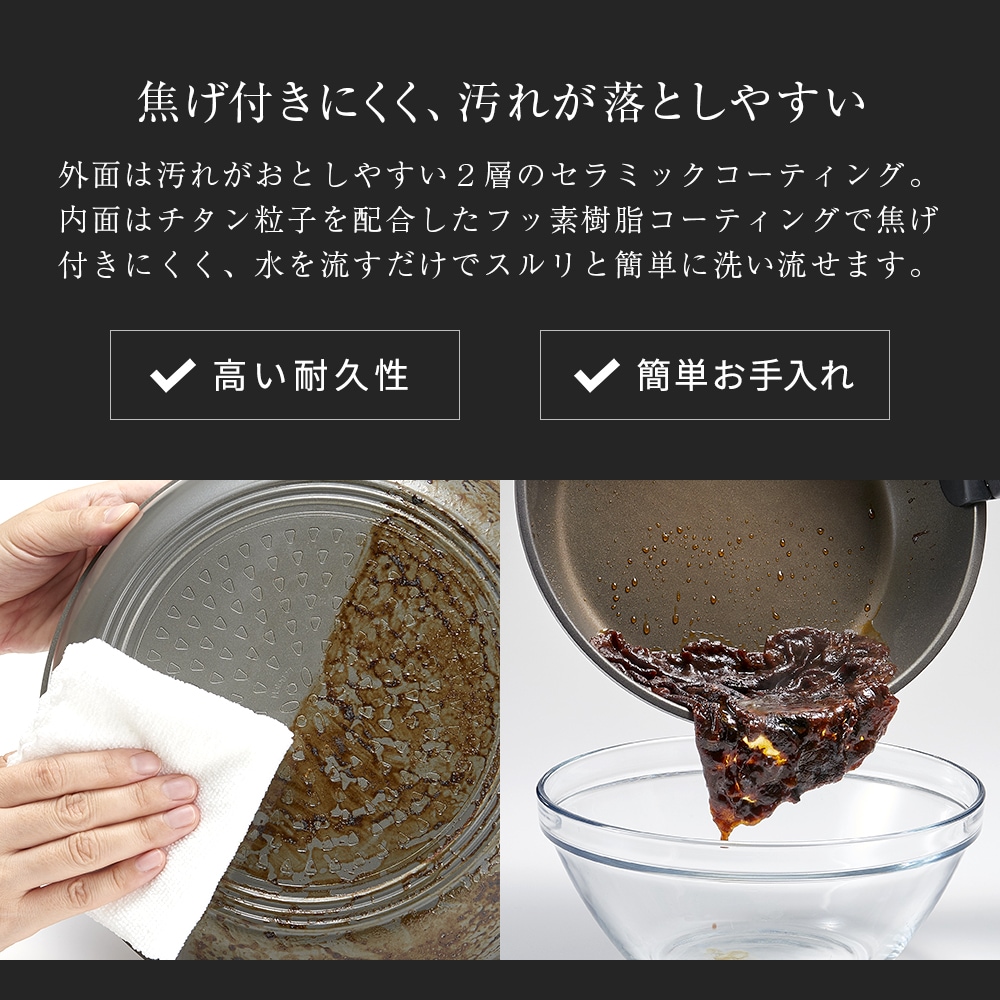 チタンシェフ脱着ハンドル式フライパン スクエアパン