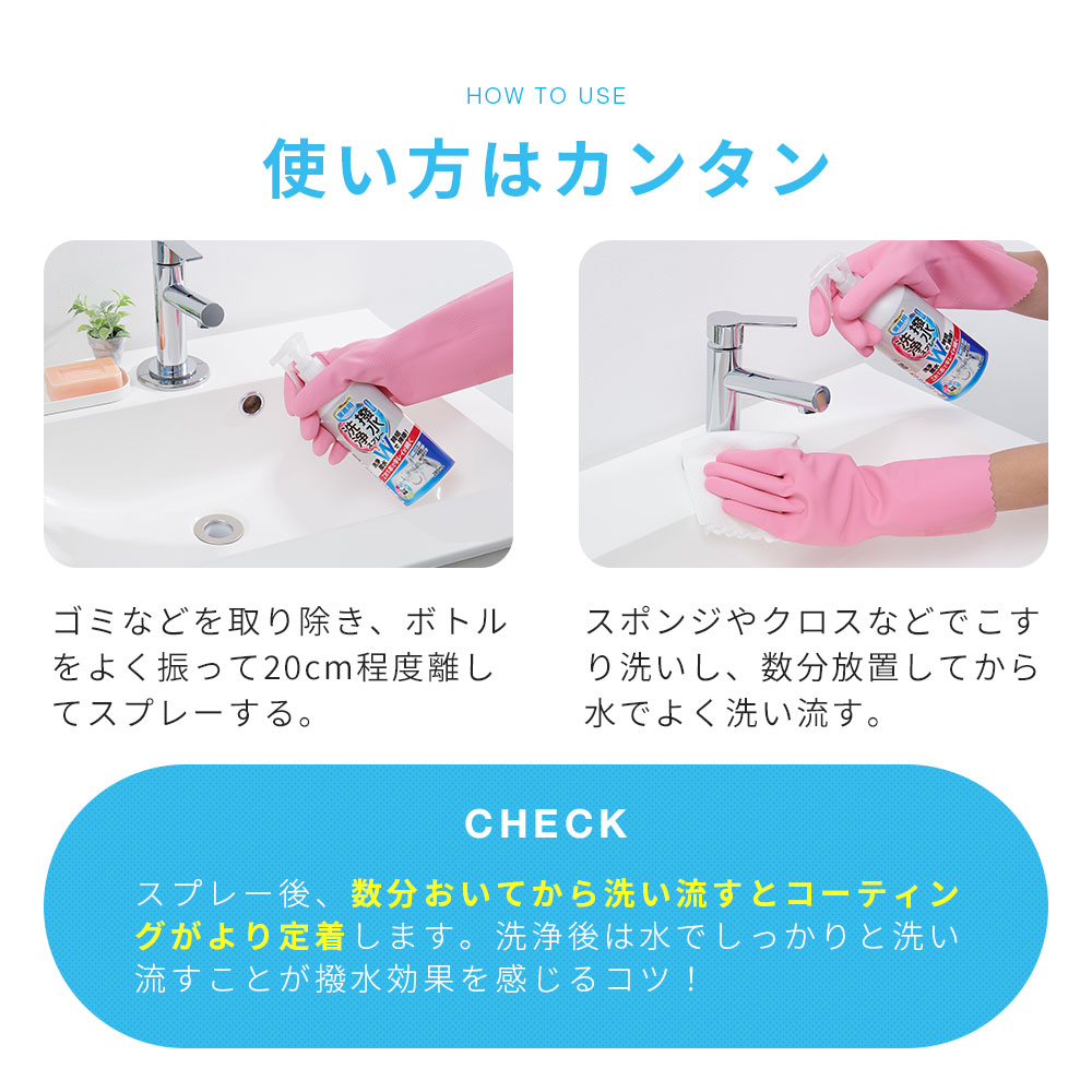 洗浄と撥水コートスプレー