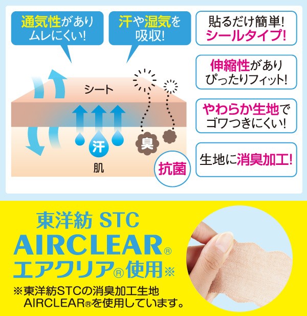 ワキに直接貼る消臭汗取りシート ロールタイプ 足裏 足指 汗 ブラ汗 脇汗 ワキ汗 制汗シート 送料無料