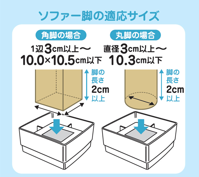 ソファーの高さをあげる足