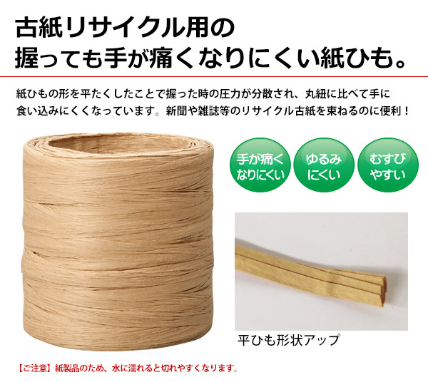 手が痛くなりにくい平らな紙ひも 50m 5セット 10個組 紙紐 平 梱包 ラッピング ゴミ捨て 紙ロープ 古紙回収 とじひも 紙 にぎりやすい  くいこみにくい 古紙 :IM-1070086-5:アイデアグッズのララフェスタ - 通販 - Yahoo!ショッピング