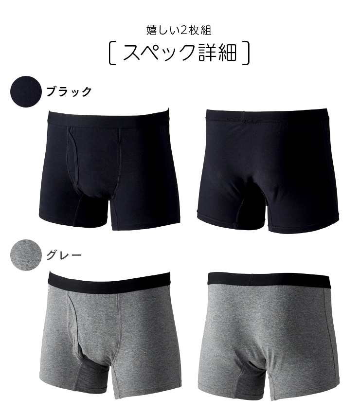 軽失禁パンツ 男性用 2枚セット M L LL ネイビー/グレー 15cc メンズ