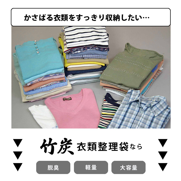 COGIT（コジット） 軽くて収納力抜群 竹炭 衣類整理袋 小 中身が見える