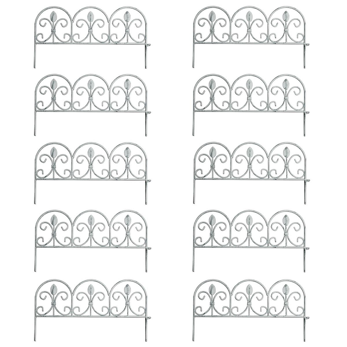 ミニフェンス ガーデンフェンス 10枚セット 10枚組 幅47cm 高さ25.5cm アイアンフェンス 花壇 ロータイプ おしゃれ おすすめ ブラック ホワイト 黒 白｜le-fika｜03