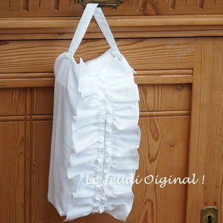 生活雑貨　ファブリック　ティッシュケース　ティッシュカバー　リネン　スカラップ　フレンチシック　シャビー