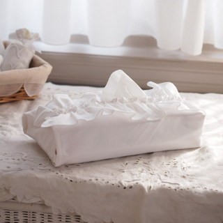 生活雑貨　ファブリック　ティッシュケース　ティッシュカバー　リネン　スカラップ　フレンチシック　シャビー