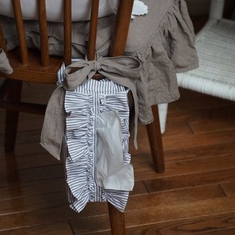 生活雑貨　ファブリック　ティッシュケース　ティッシュカバー　リネン　スカラップ　フレンチシック　シャビー