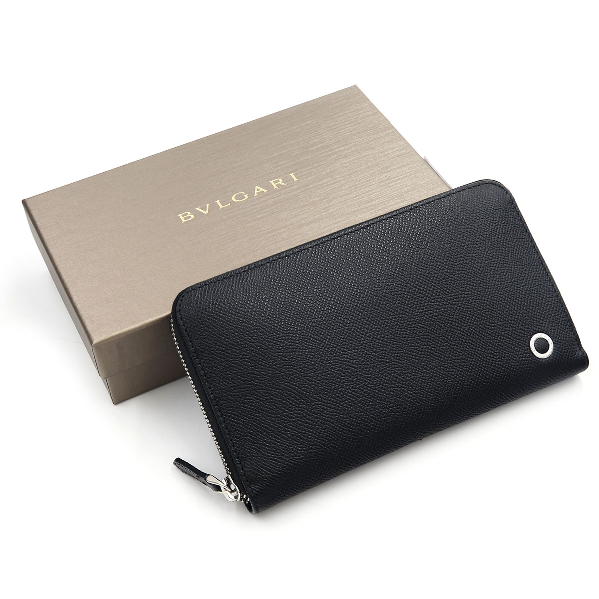 【BVLGARI】ブルガリ ブラック ラウンドジップ レザー 長財布 BVLGARI ブルガリ 財布 メンズ 長財布 ラウンドファスナー マン