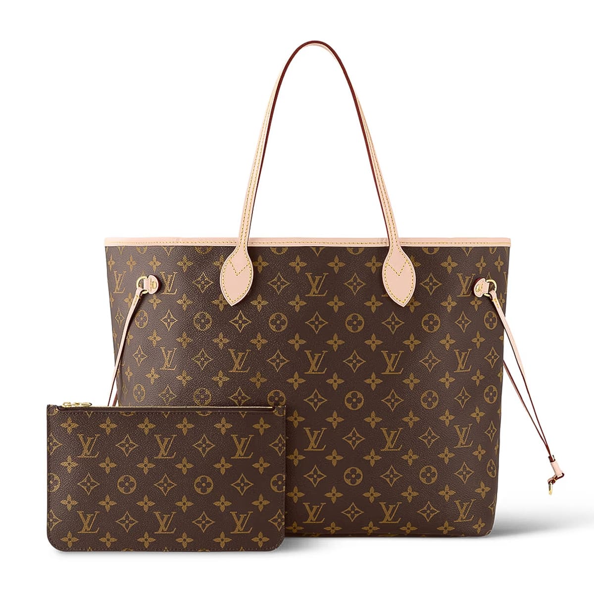 LOUIS VUITTON ベージュ レザー バッグ ルイ・ヴィトン“ベージュバイカラー”のモノグラムバッグ＆財布