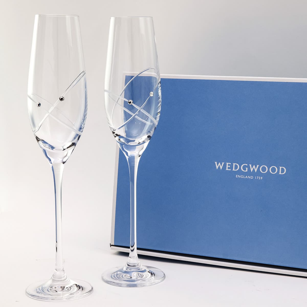 ウェッジウッド　シャンパン用グラス 2個セット シルバー装飾 未使用】ウェッジウッド WEDGWOOD ペア シャンパングラス 2個セット