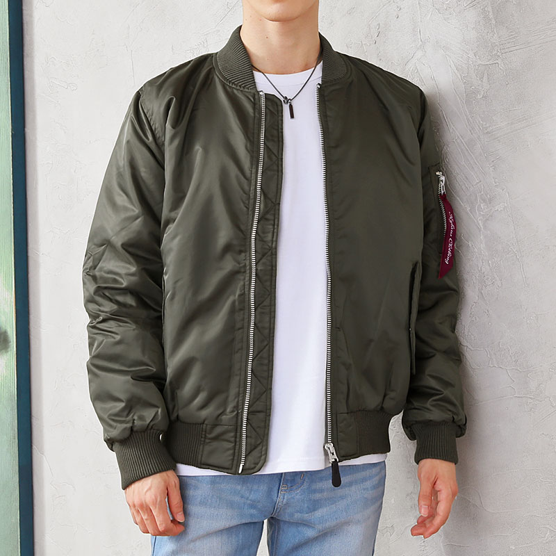 ち*ゃ様 MILITARYMOON MA-1フライトジャケットグリー MA-1 メンズ ミリタリージャケット 中綿ジャケット 無地 男女兼用