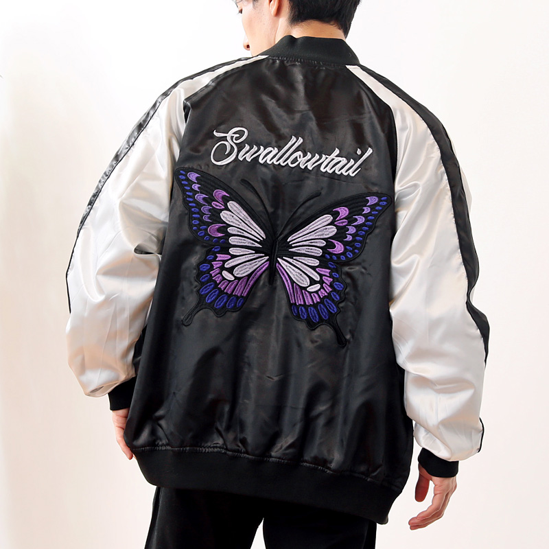 スカジャン メンズ ワイドシルエット SPADE SWALLOWTAIL刺繍入り