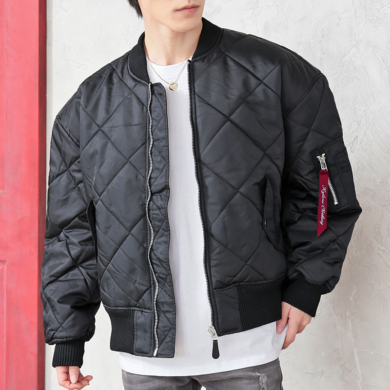 MA-1 メンズ ダイヤキルティング ドロップショルダー 無地 男女兼用