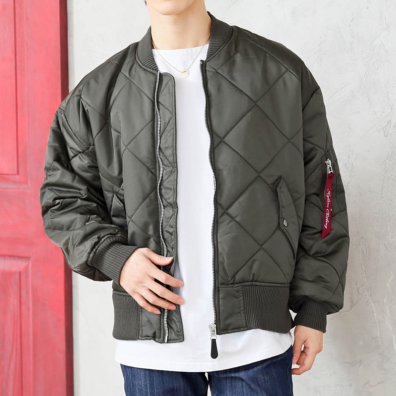 MA-1 メンズ ダイヤキルティング ドロップショルダー 無地 男女兼用